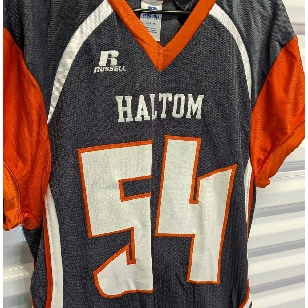 Y2K NWT Russell Athletic Halton 54 Football Jersey Steath Black Orange Large